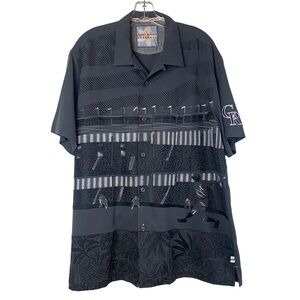 Tommy Bahama Baseball Colorado Rockies Silk Short Sleeve Button Up Shirt